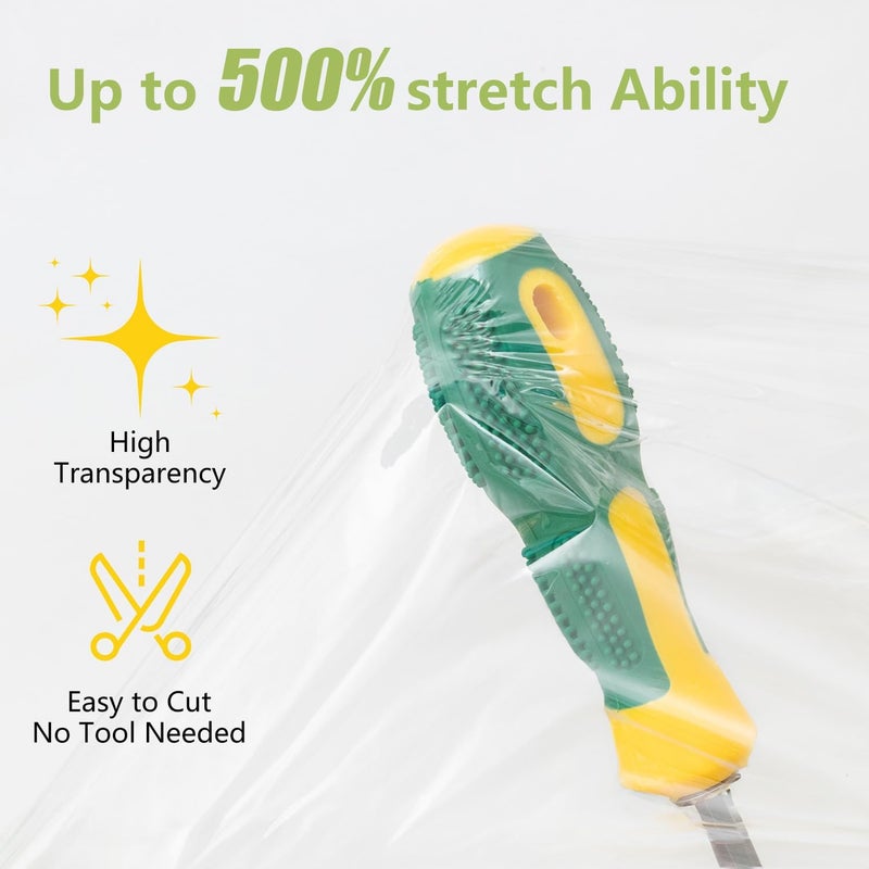 FugaCity Stretch Wrap Film-15 in 1000 FT 60 Gauge (1 Roll with Handles) Shrink Wrap for Furniture Wrapping Shipping, Moving Supplies Clear Plastic Wrap, Heavy Duty Industrial Strength,500% Stretch - Image 4